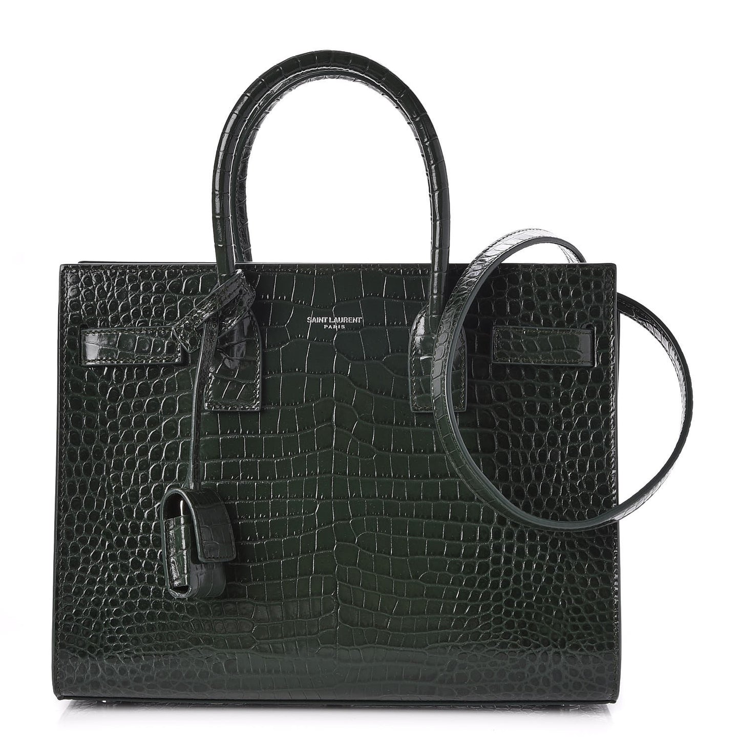 Calfskin Crocodile Embossed Baby Sac De Jour Dark Leaf