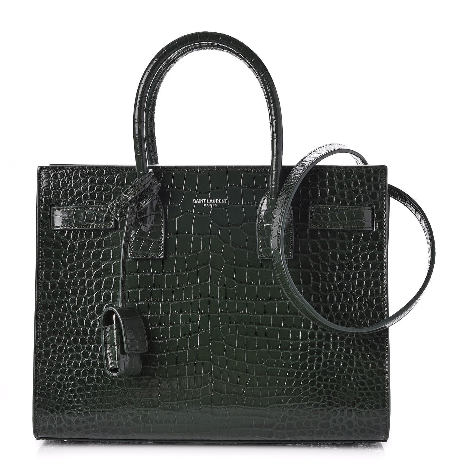 Saint Laurent Calfskin Crocodile Embossed Baby Sac De Jour Dark Leaf 1 of 7