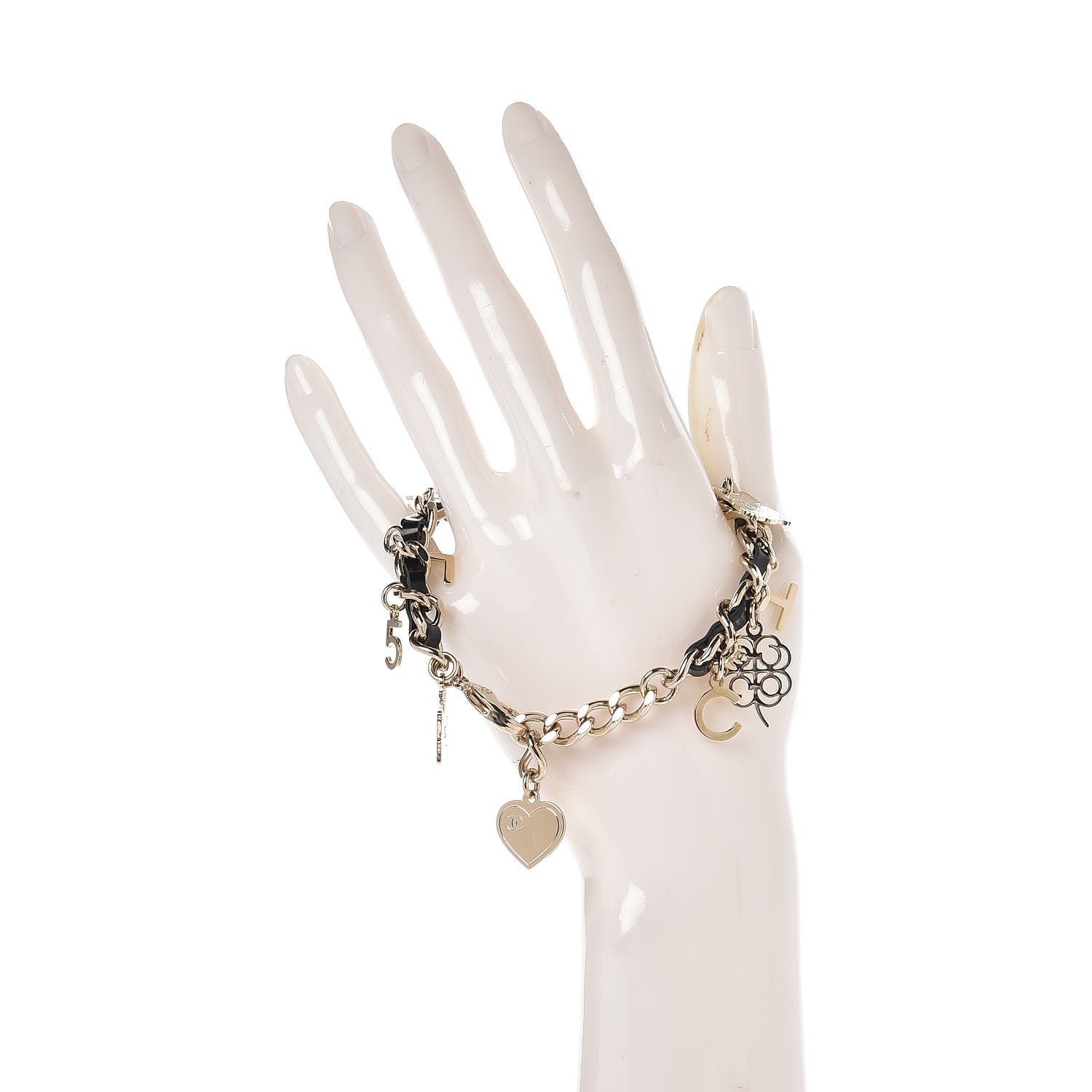 Chanel Lambskin Crystal CC Logo Charming Bracelet Gold Black 2 of 4