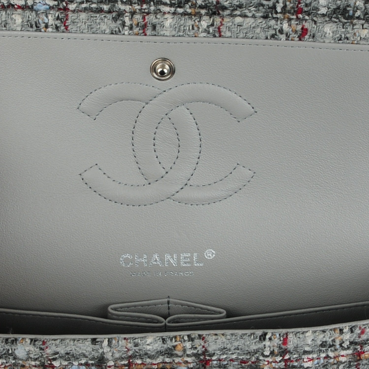 Chanel Tweed Quilted Medium Double Flap Grey 7 of 8