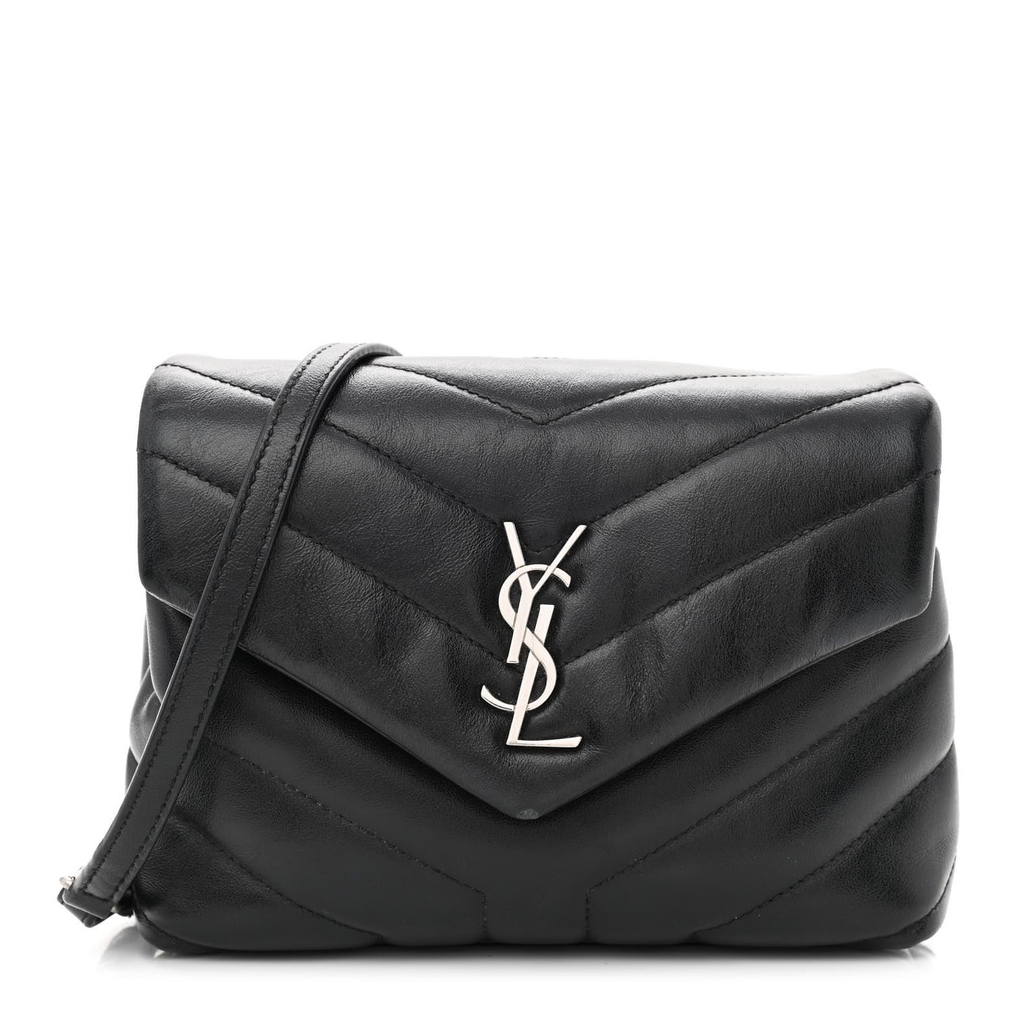 Calfskin Y Quilted Monogram Toy Loulou Crossbody Bag Black