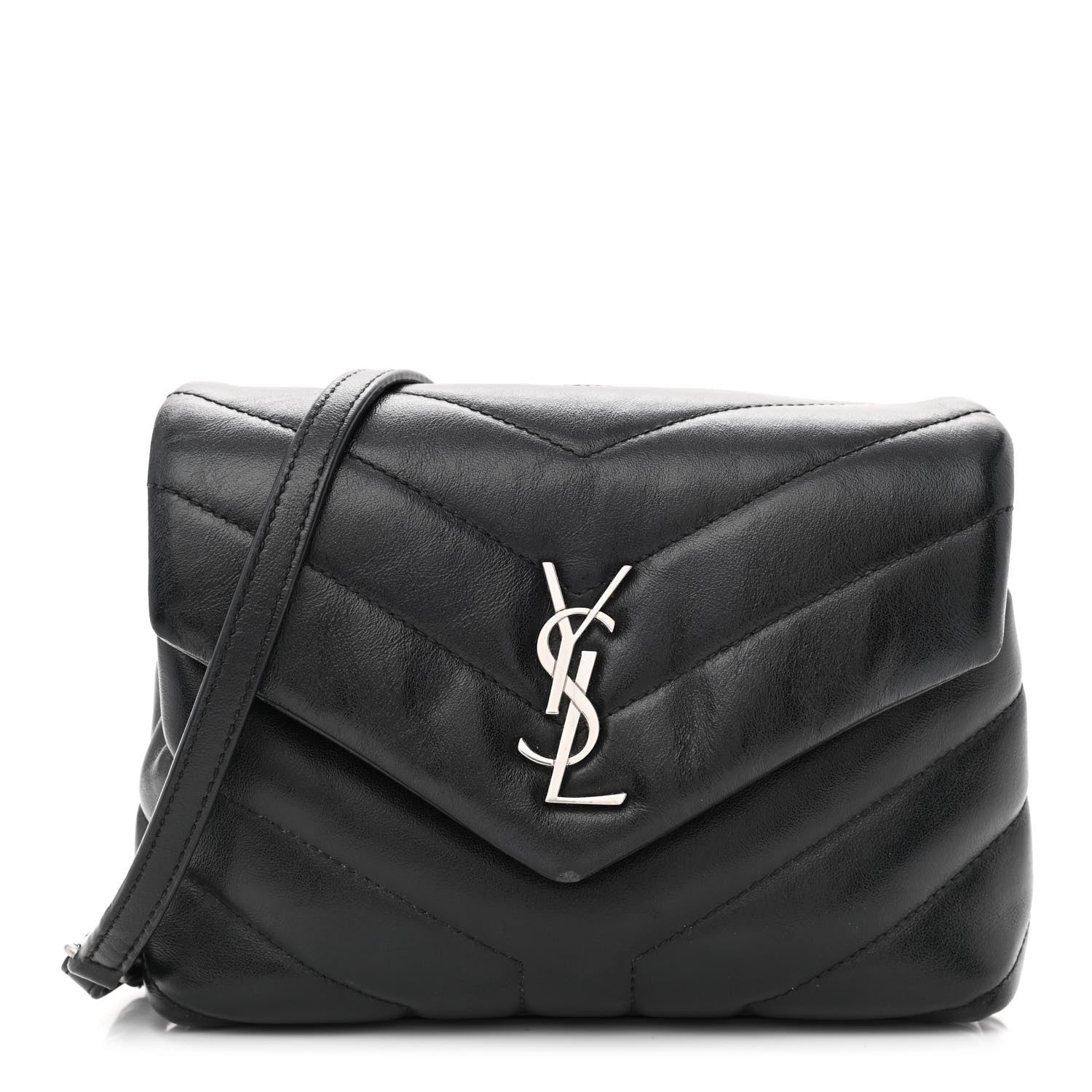 Saint Laurent Calfskin Y Quilted Monogram Toy Loulou Crossbody Bag Black 1 of 11