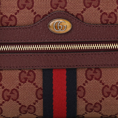 Gucci Monogram Textured Dollar Calfskin Web Mini Ophidia Shoulder Bag Sahara Rubino Chardonnay 8 of 11
