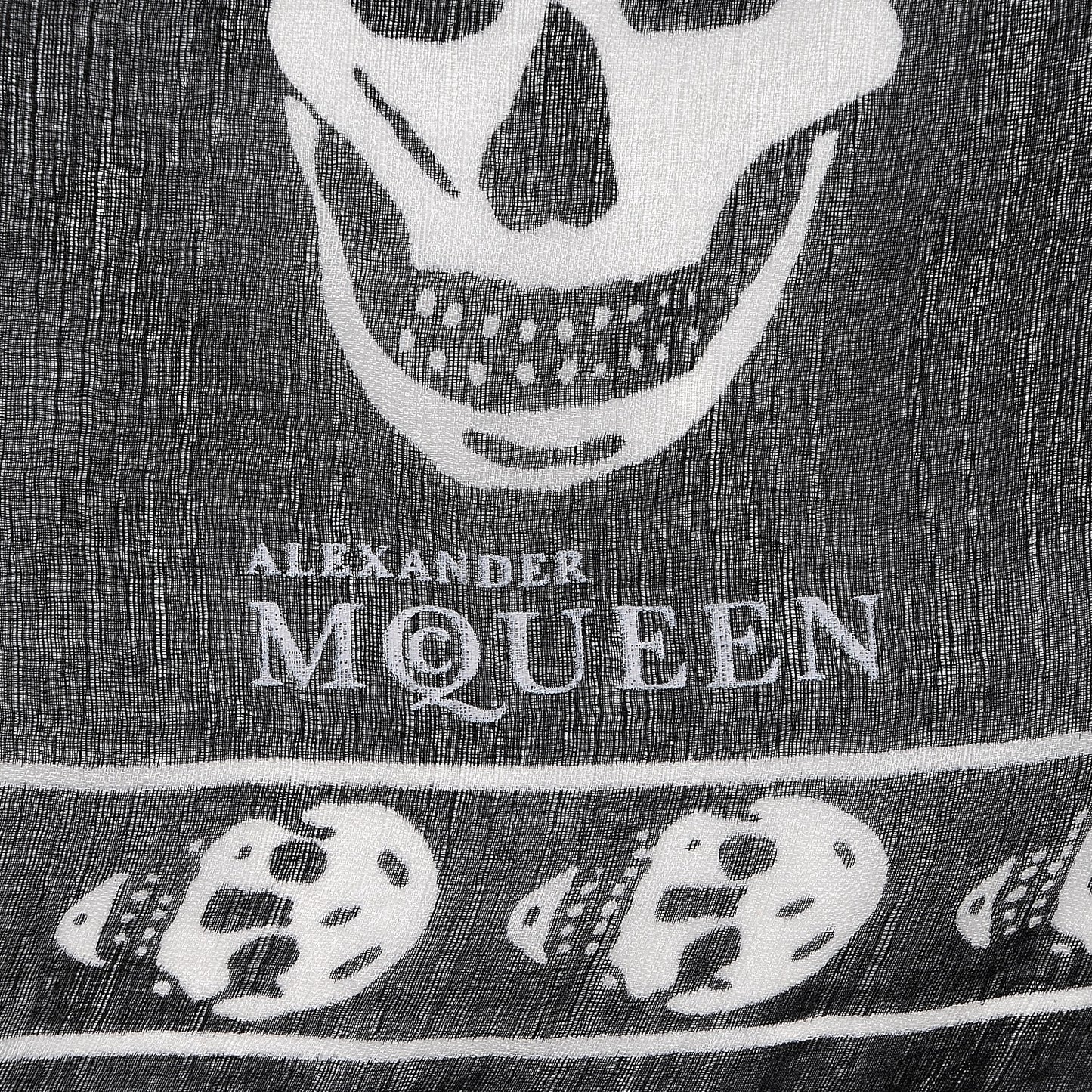 Silk Chiffon Skull Scarf Black Ivory
