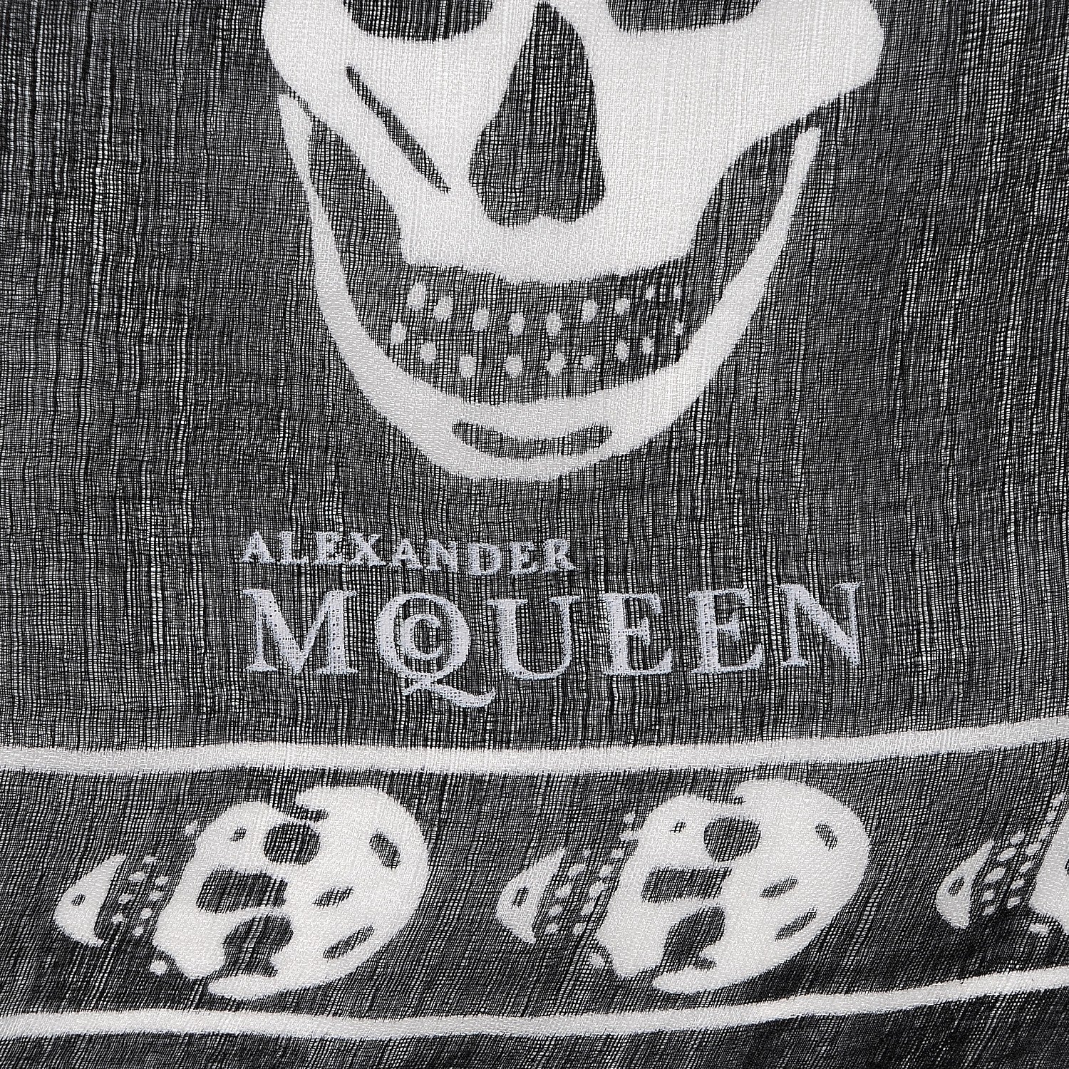Alexander McQueen Silk Chiffon Skull Scarf Black Ivory 4 of 7