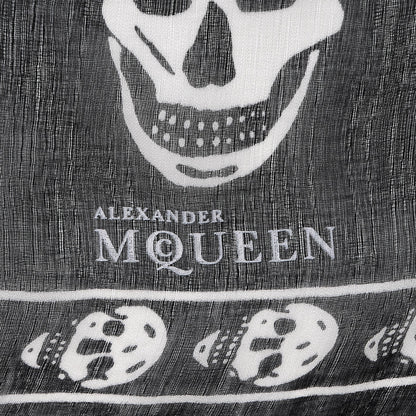 Alexander McQueen Silk Chiffon Skull Scarf Black Ivory 4 of 7