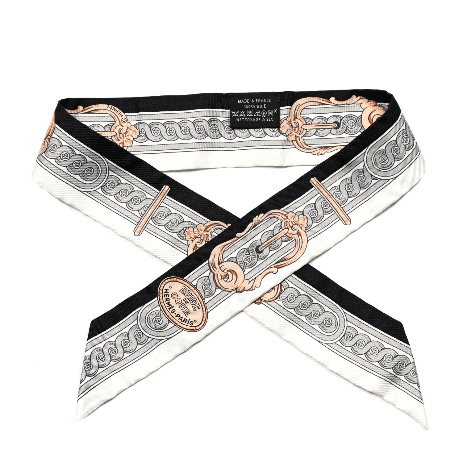 Hermes Silk Bride De Cour Twilly Black White Or Rose 1 of 4