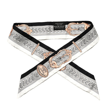 Hermes Silk Bride De Cour Twilly Black White Or Rose 1 of 4