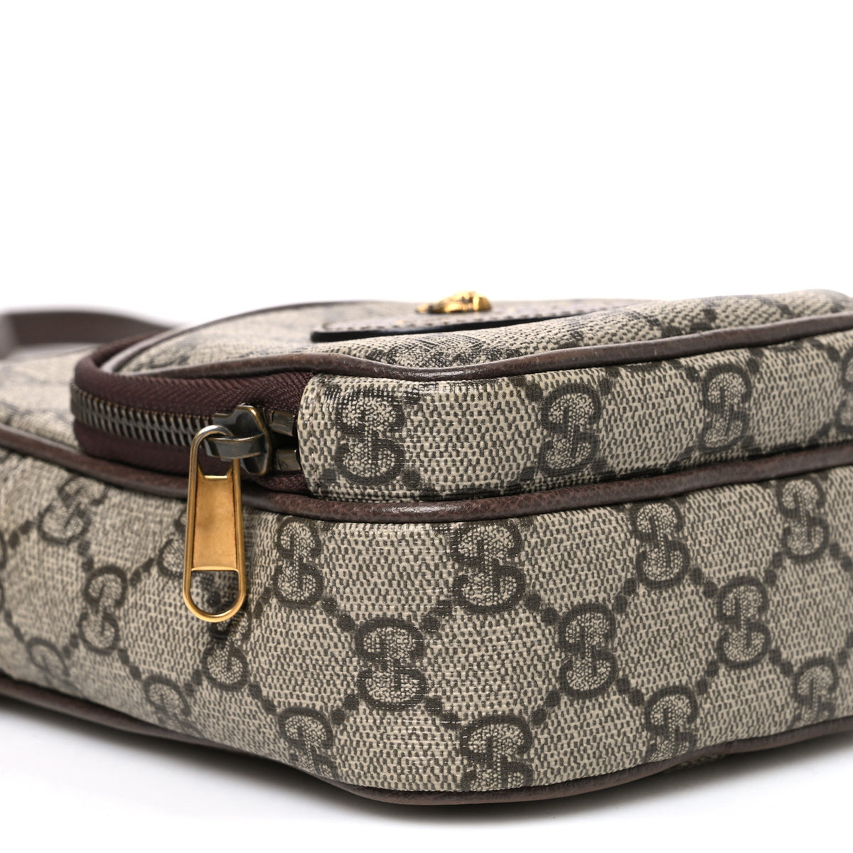 Gucci GG Supreme Monogram Mini Neo Vintage Double Zip Messenger Bag Beige New Acero Crop 9 of 10