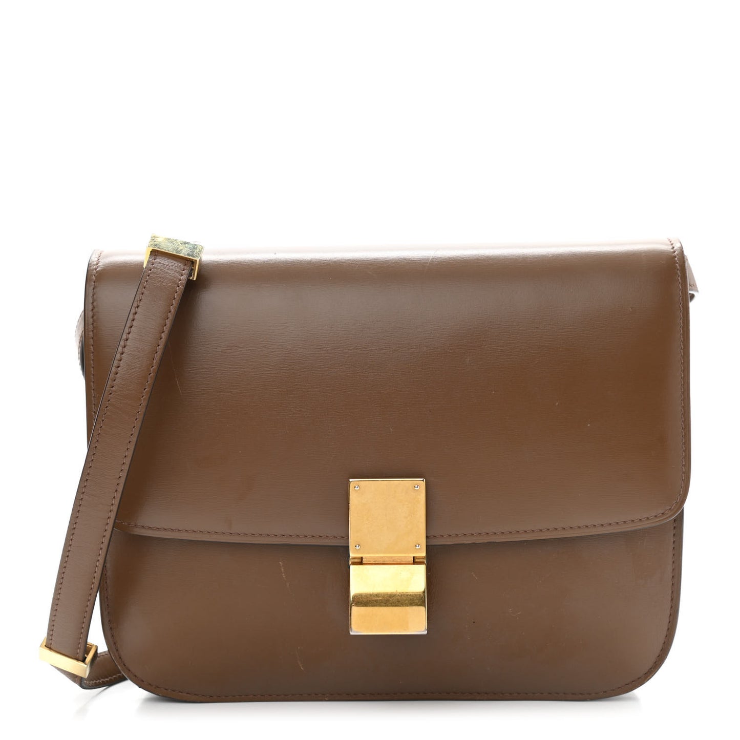 Box Calfskin Medium Classic Box Flap Bag Camel