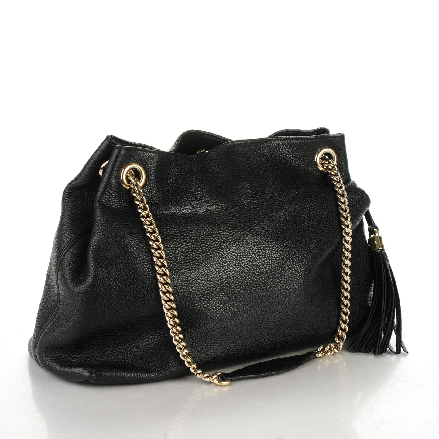 Pebbled Calfskin Medium Soho Chain Shoulder Bag Black