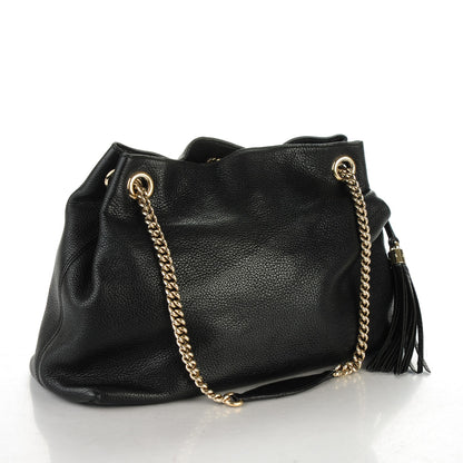 Gucci Pebbled Calfskin Medium Soho Chain Shoulder Bag Black 3 of 8