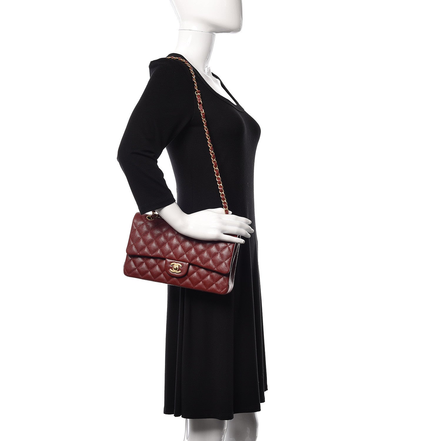Chanel Iridescent Caviar Quilted Medium Double Flap Burgundy 2 of 10