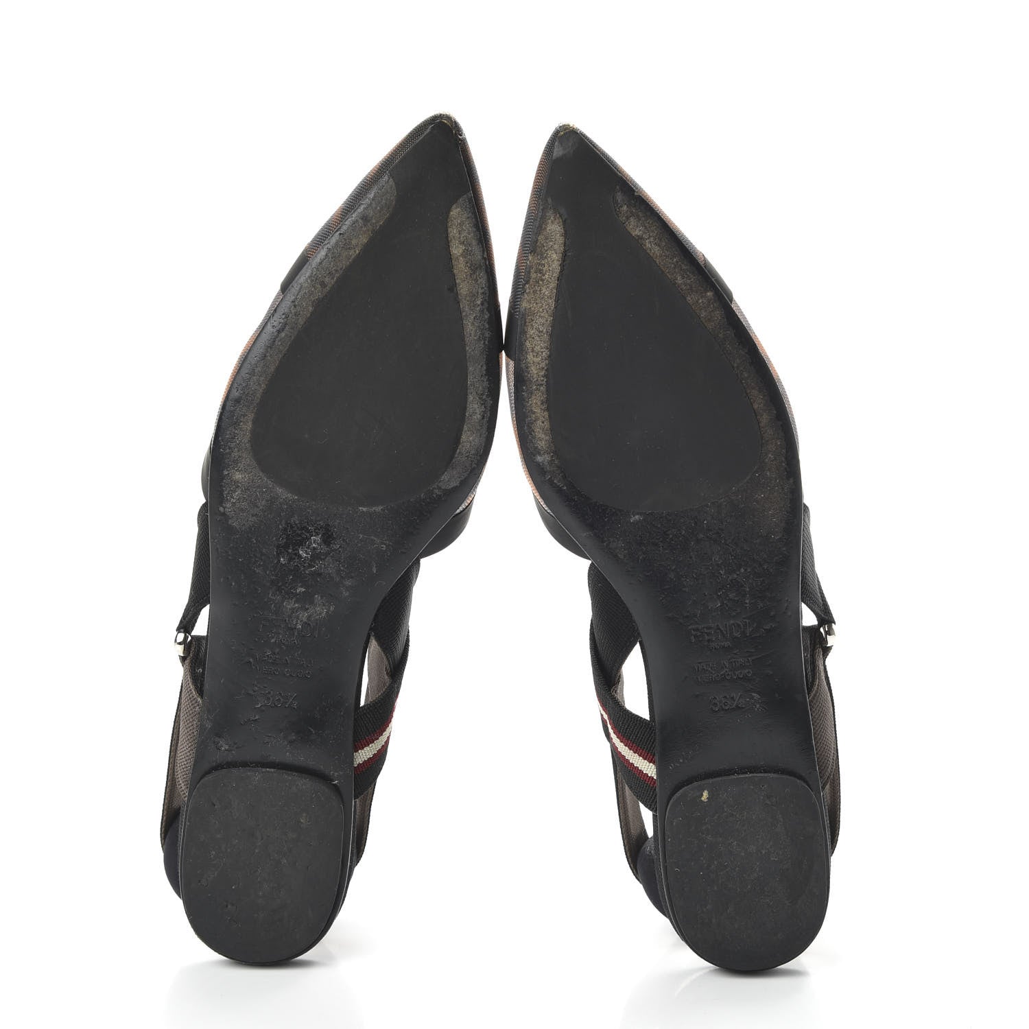Fendi Technical Mesh FF Colibri Slingback Ballerina Flats 36.5 Tobacco Moro Black Militare 5 of 7