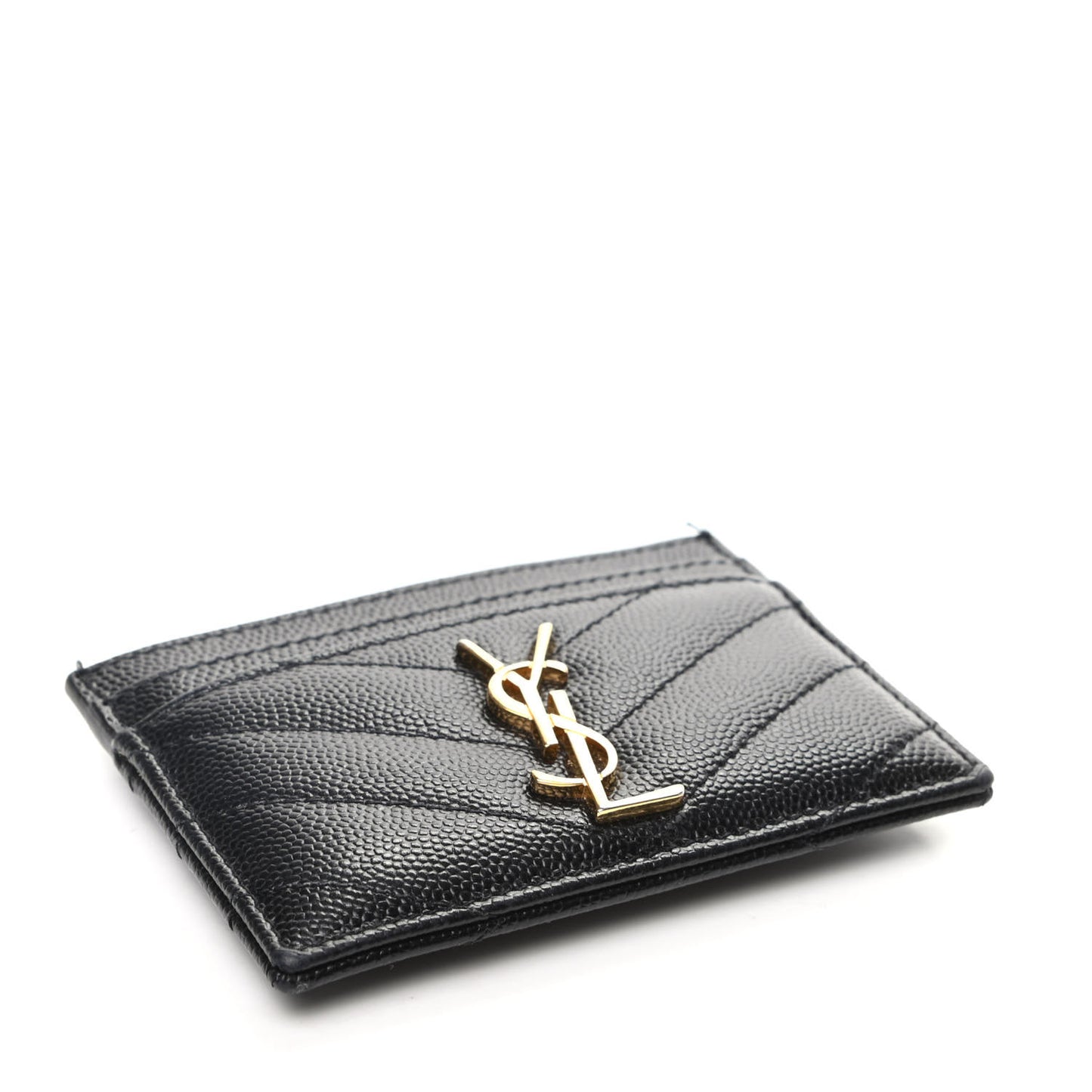 Grain De Poudre Matelasse Chevron Monogram Credit Card Case Black
