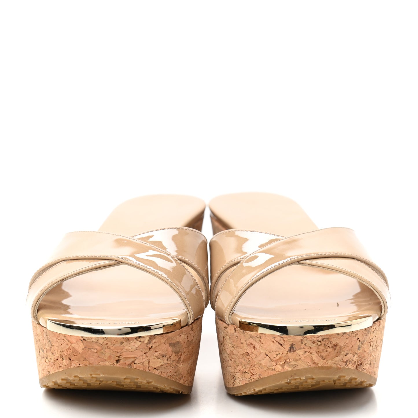 Patent Prima Cork Wedge Sandals 35 Nude