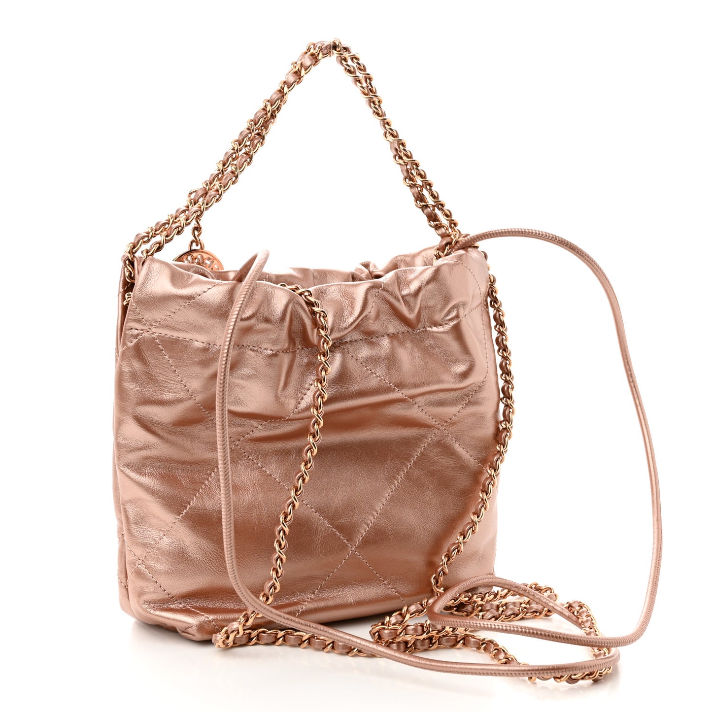 Metallic Calfskin Quilted Mini Chanel 22 Copper