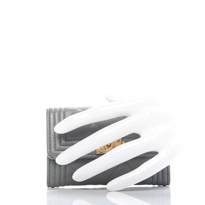 Chanel Caviar Quilted Boy Flap Card Holder Grey 2 of 7