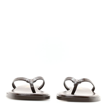 Chanel Goatskin CC Times Square Thong Sandals 37.5 Brown 3 of 8