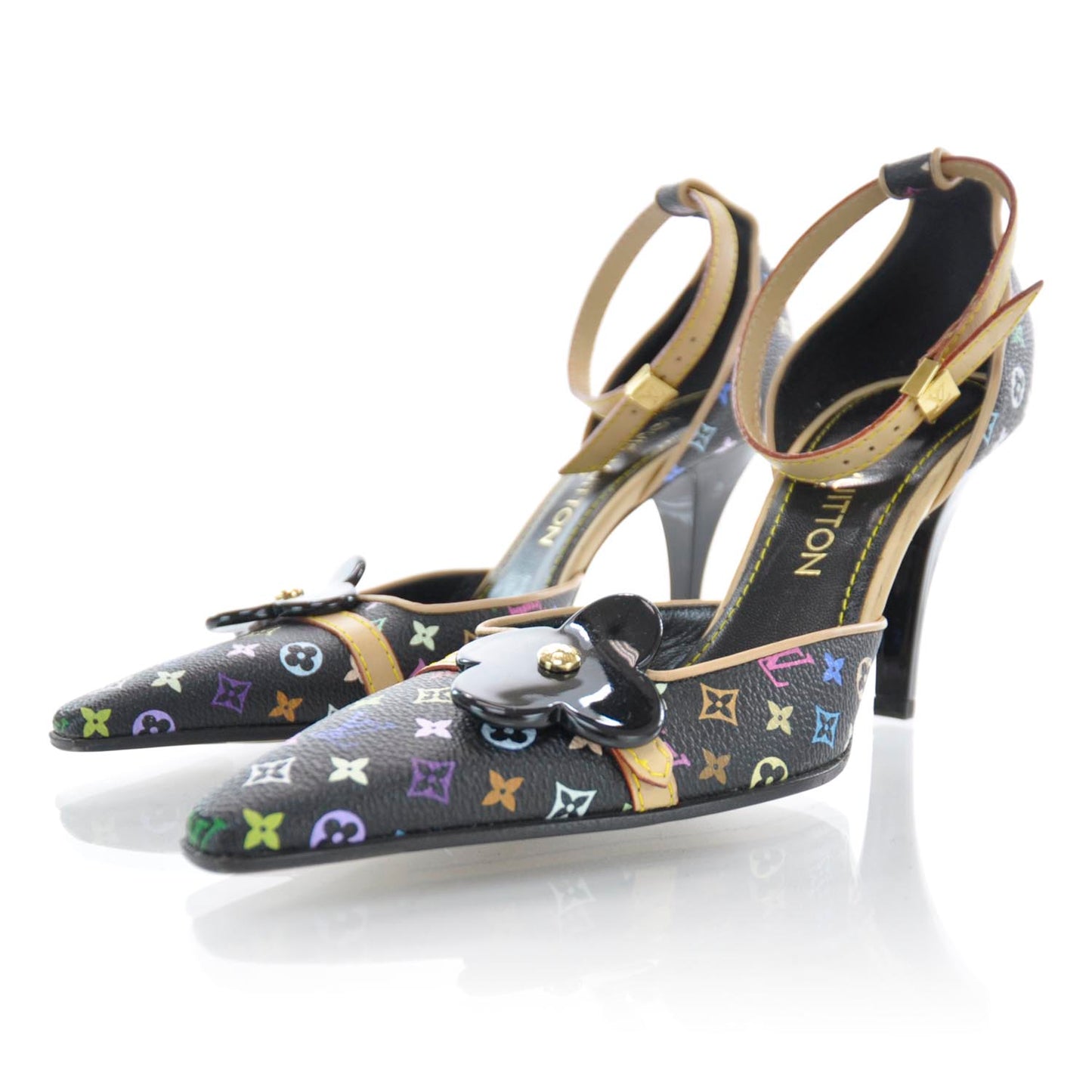 Monogram Multicolor Murakami Patent Fleur Heels 37.5 Black