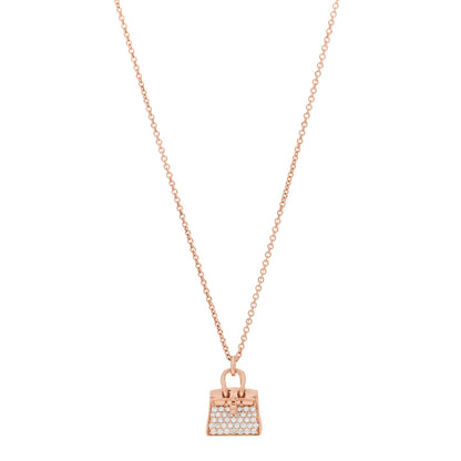 Hermes 18K Rose Gold Diamond Birkin Amulettes Pendant Necklace 1 of 5