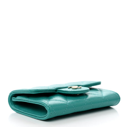 Chanel Caviar Quilted Flap Card Holder Turquoise 4 of 8