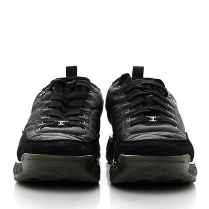 Chanel Nylon Suede Calfskin CC Sneakers 38 Black 2 of 12