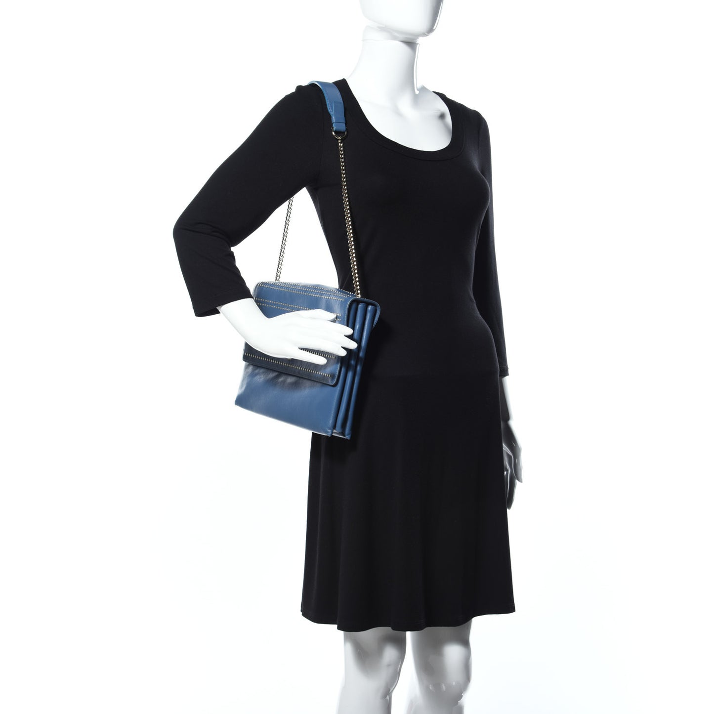 Lambskin Studded Medium Sugar Flap Shoulder Bag Blue