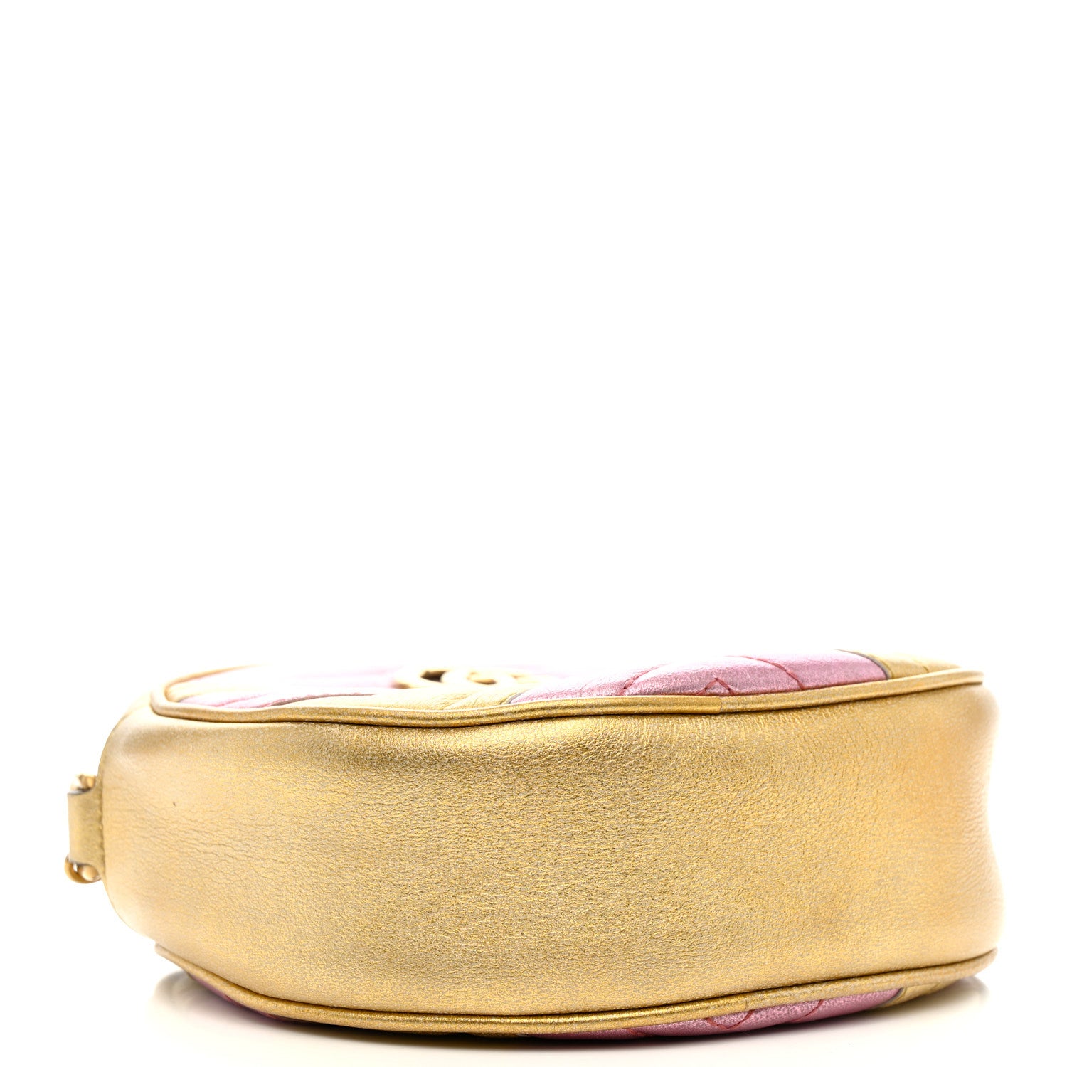 Gucci Metallic Nappa Matelasse Heart Mini GG Marmont Round Shoulder Bag Oro Vecchio Rosa 4 of 11
