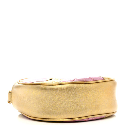 Gucci Metallic Nappa Matelasse Heart Mini GG Marmont Round Shoulder Bag Oro Vecchio Rosa 4 of 11