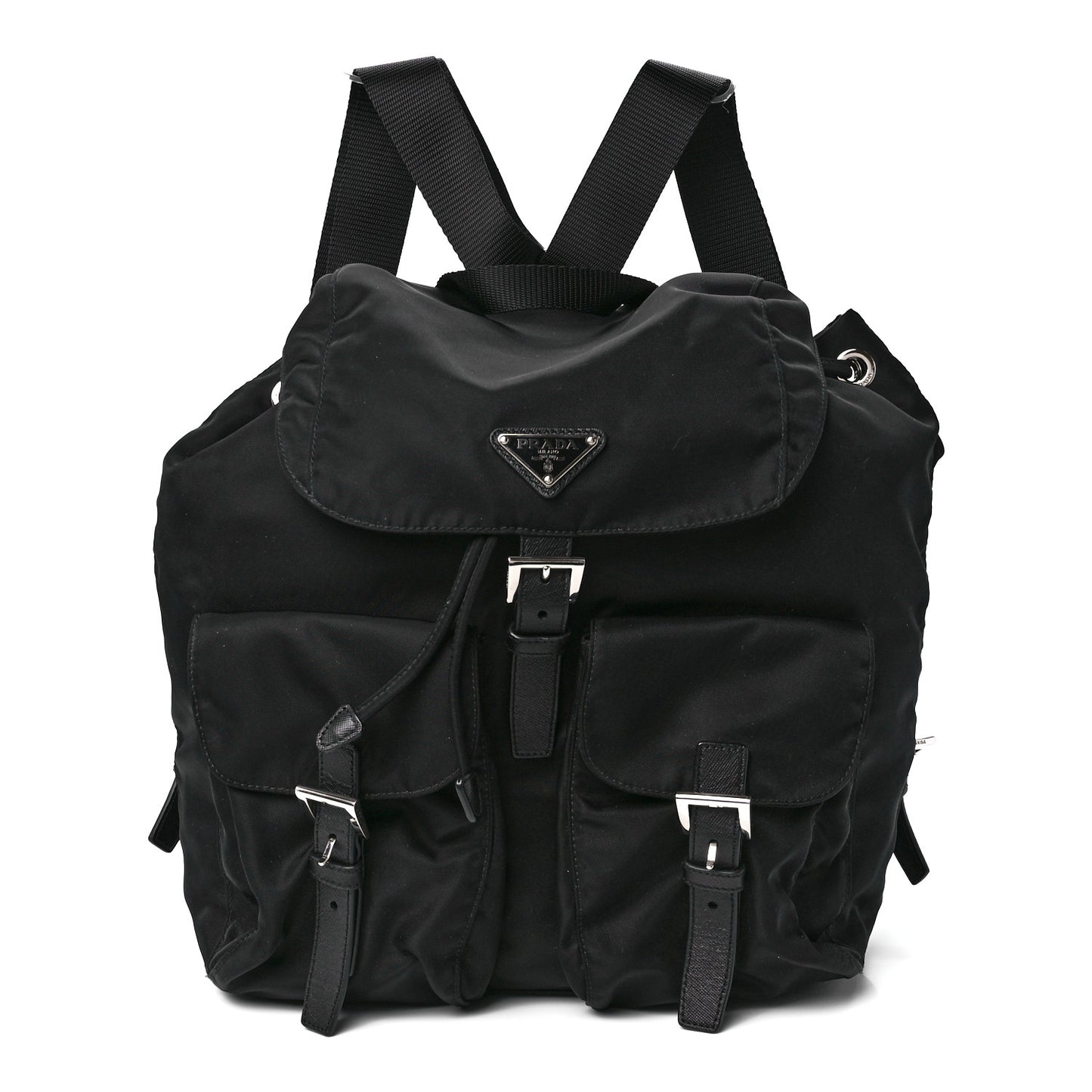Tessuto Nylon Saffiano Medium Backpack Black