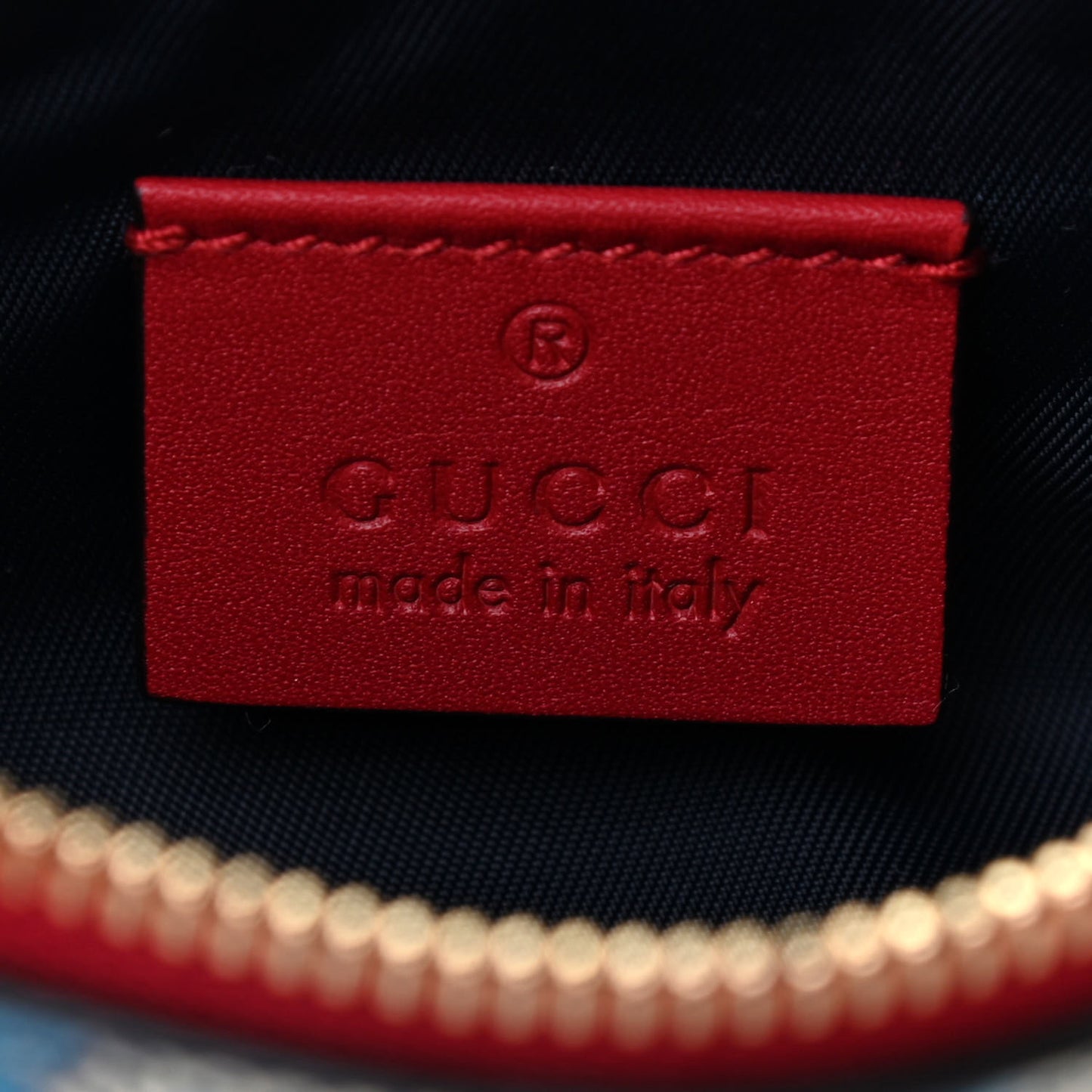 GG Supreme Monogram Blooms Mini Chain Bag Beige Blue Navy Hibiscus Red