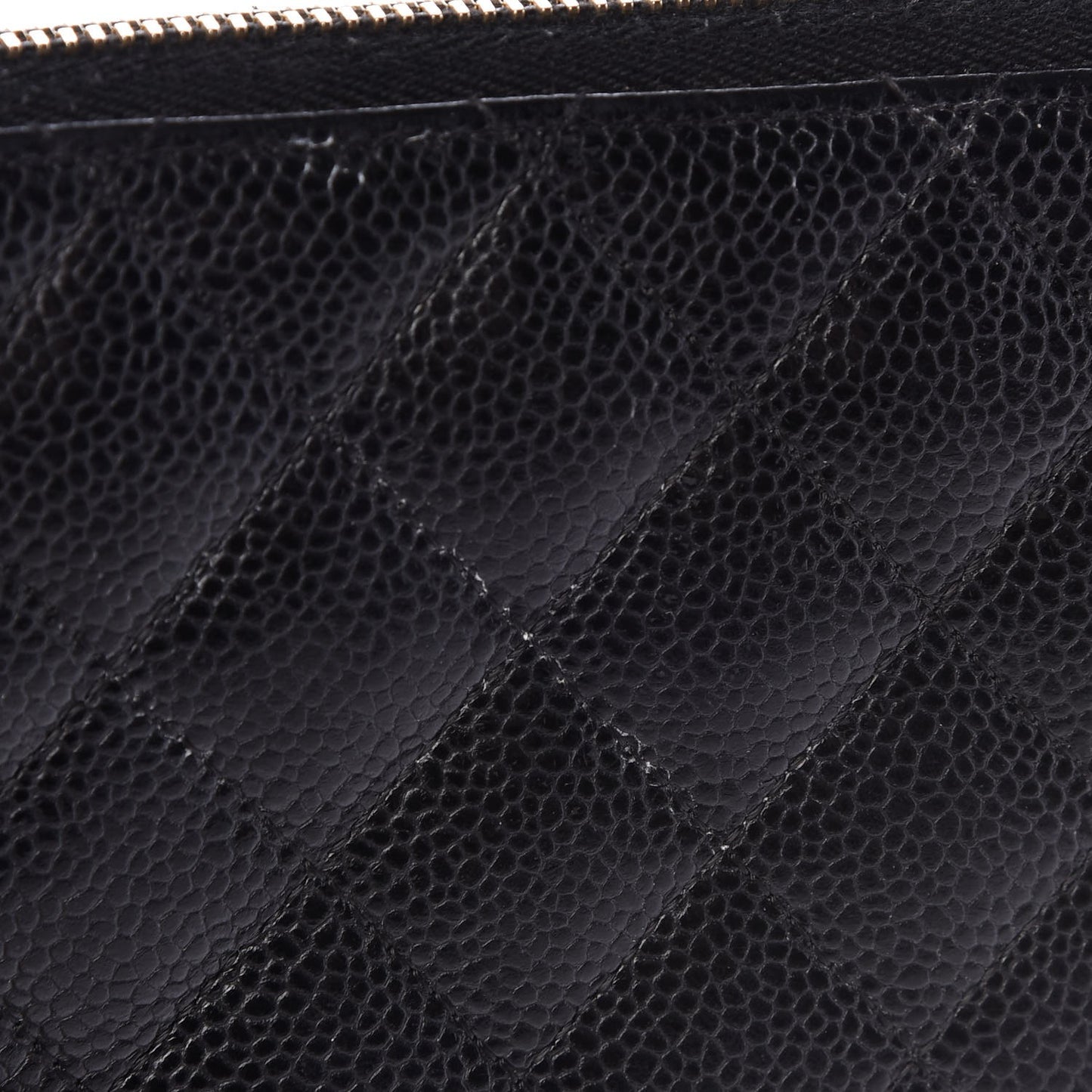 Caviar Quilted Large Zip Around Organizer Wallet Black