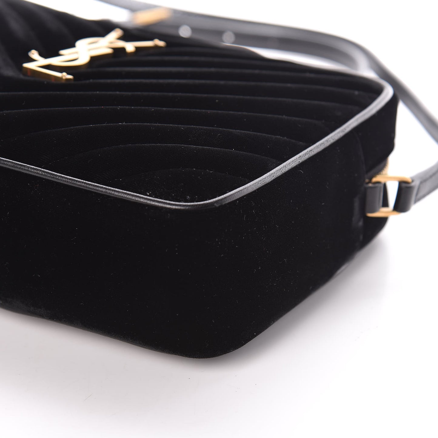 Velvet Matelasse Monogram Lou Camera Bag Black
