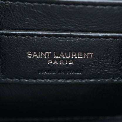 Saint Laurent Grain De Poudre Textured Mixed Matelasse Triquilt Small Monogram Monochrome Satchel Black 6 of 10