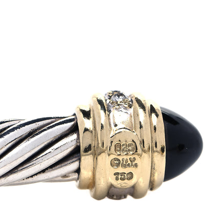 David Yurman Sterling Silver 18K Yellow Gold Diamond Black Onyx 7mm Cabochon Cable Classics Bracelet 4 of 4