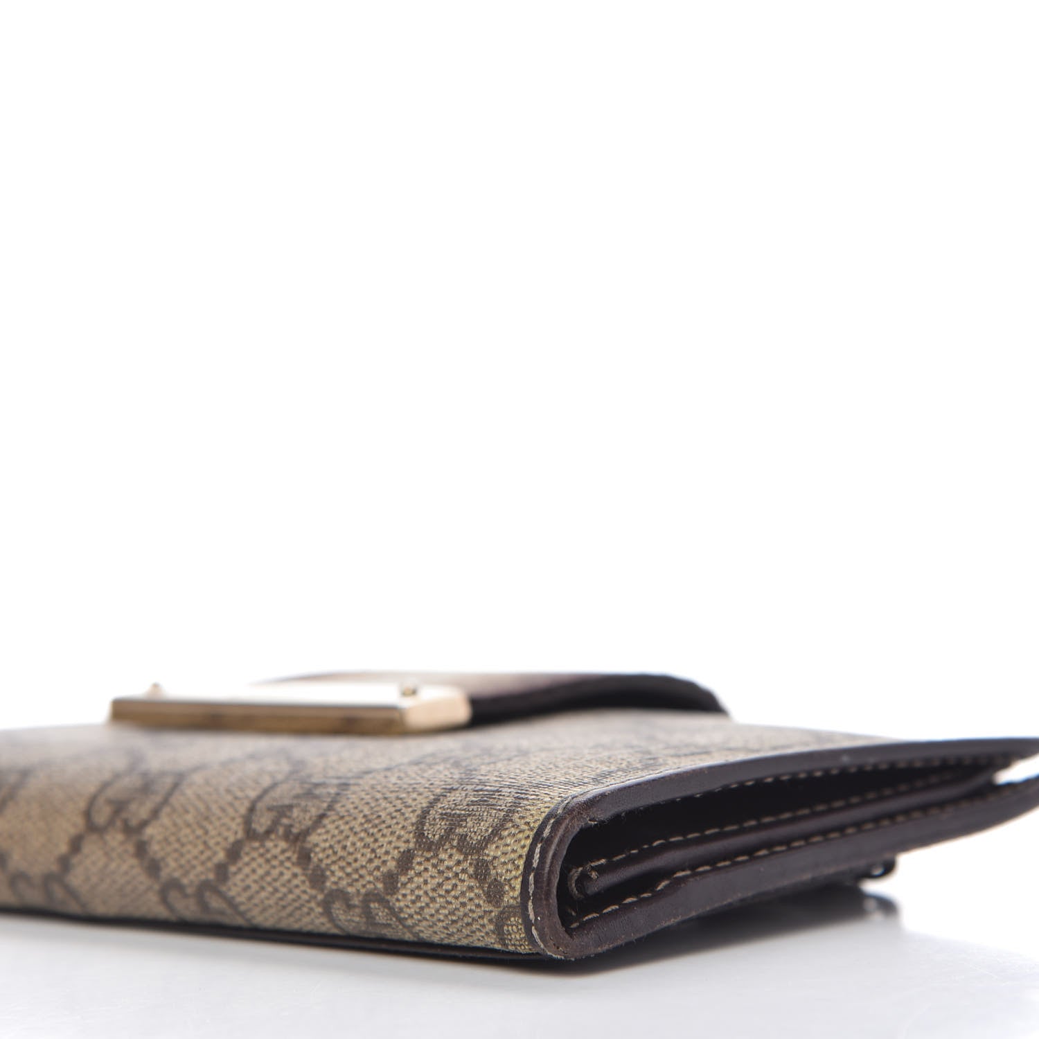Gucci GG Plus Monogram Calfskin Ladies Web Continental Wallet Beige Ebony Brown 7 of 11