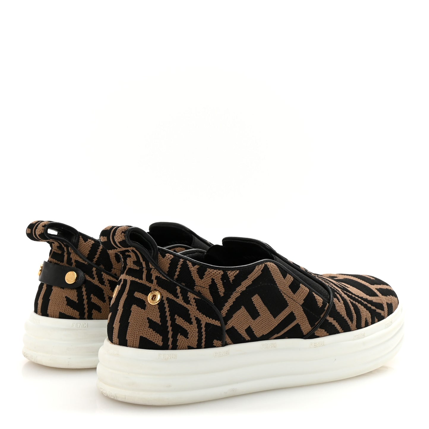 X SARA COLEMAN Canvas FF Vertigo Embroidered Womens Rise Slip On Sneakers 36.5 Tobacco Black