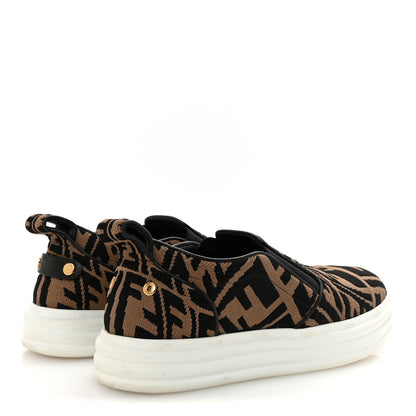 Fendi X SARA COLEMAN Canvas FF Vertigo Embroidered Womens Rise Slip On Sneakers 36.5 Tobacco Black 5 of 10