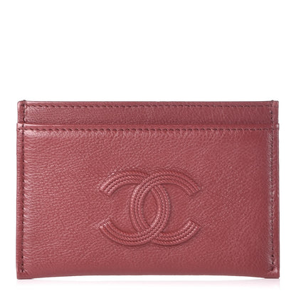 Chanel Grained Calfskin CC Card Holder Dark Red 1 of 8