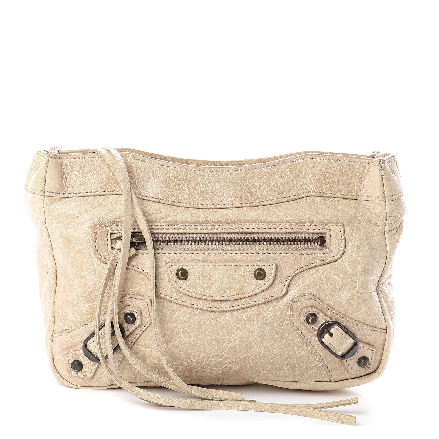 Agneau Classic Hardware Porte Toilette Makeup Clutch Beige