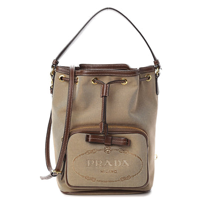 Prada Jacquard Logo Mini Bucket Crossbody Bag Corda Bruciato 1 of 13