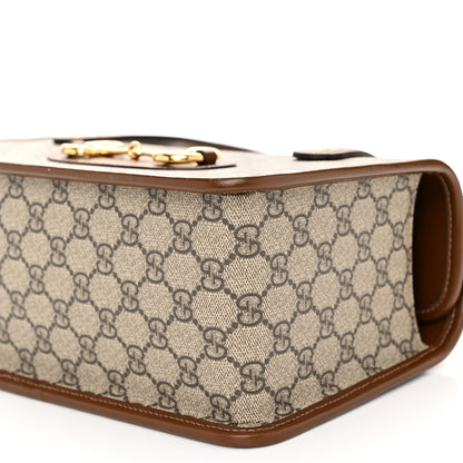 Gucci GG Supreme Monogram Azalea Calfskin Small Horsebit 1955 Foldover Top Handle Bag Beige Ebony Brown Sugar 10 of 10