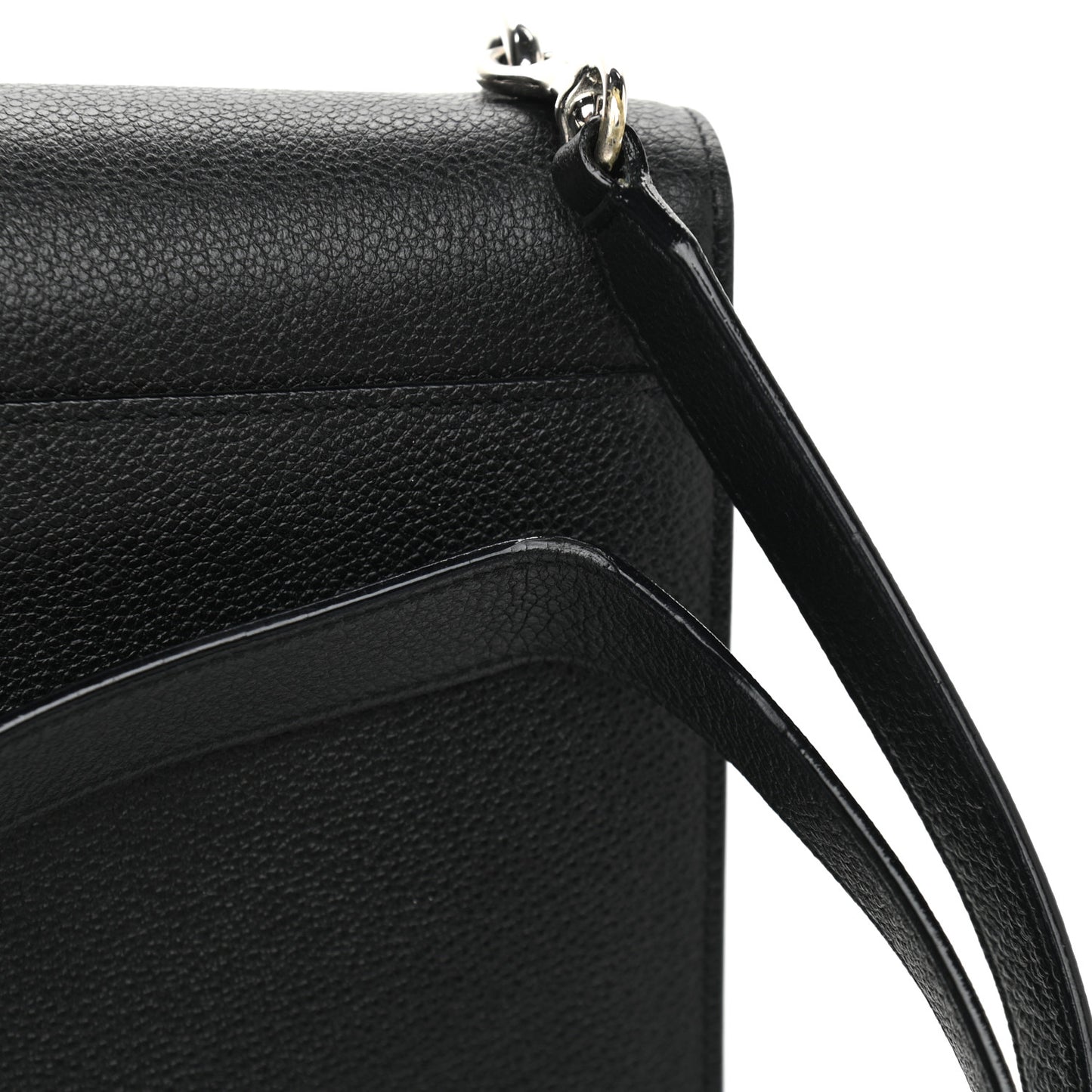 Grained Calfskin Medium Monogram Sunset Satchel Black