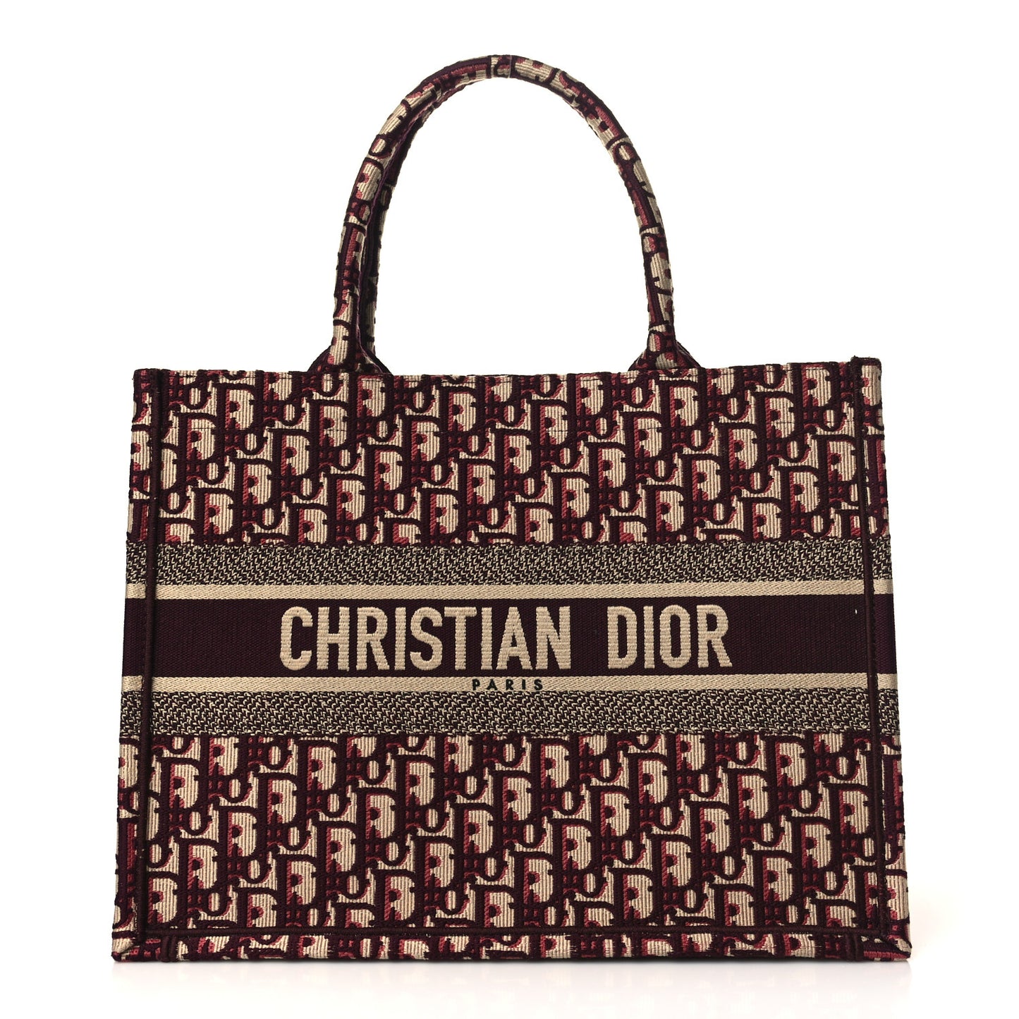 Oblique Medium Book Tote Burgundy Multicolor