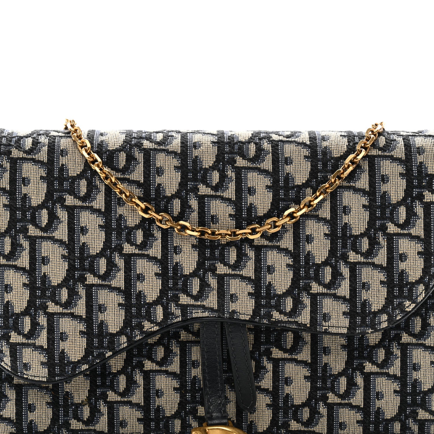 Christian Dior Oblique Saddle Chain Pouch Blue 7 of 10