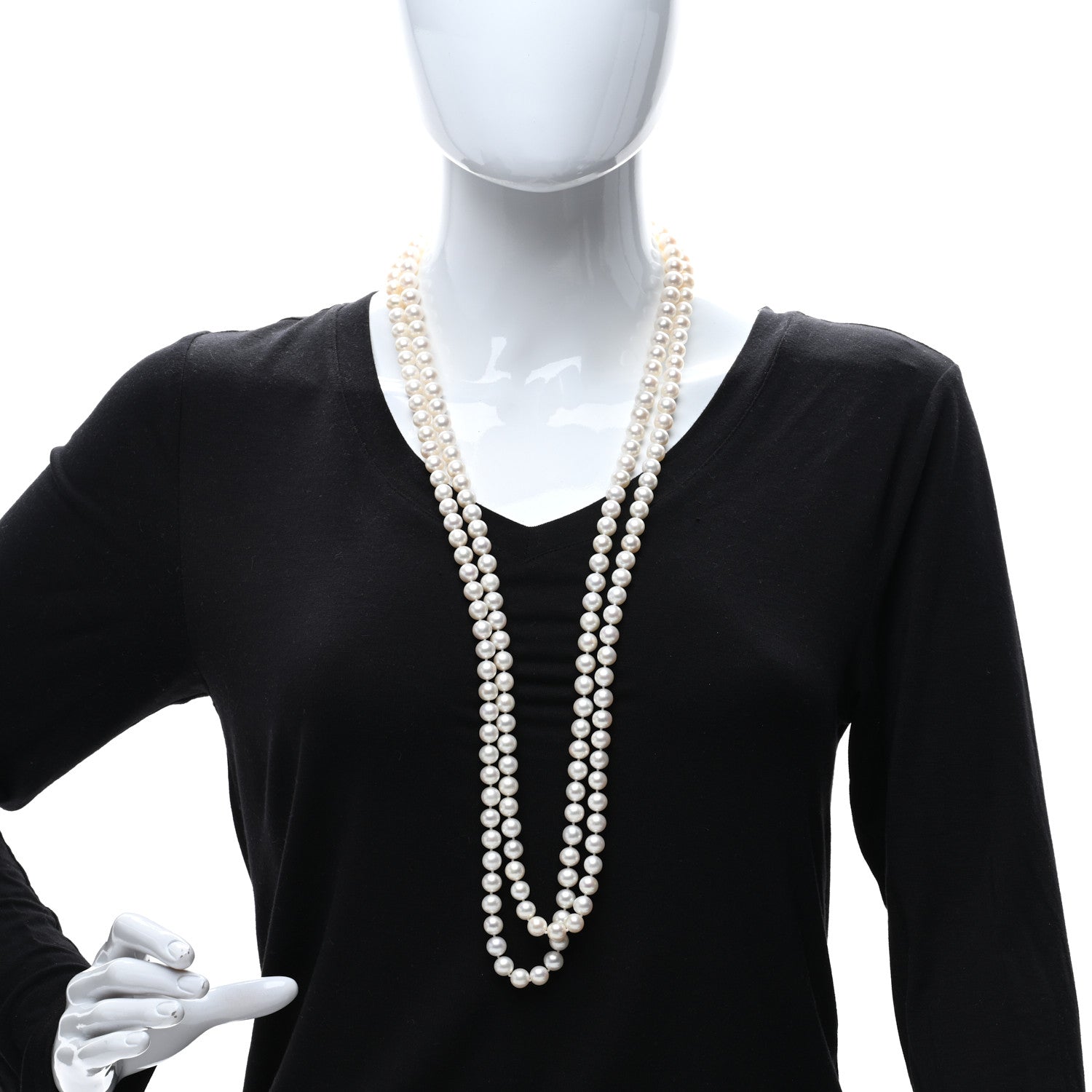 David Yurman Sterling Silver Diamond Pearl 8.5-9mm Buckle Necklace 72" 3 of 4