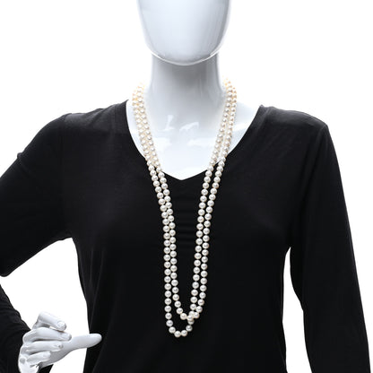 David Yurman Sterling Silver Diamond Pearl 8.5-9mm Buckle Necklace 72" 3 of 4