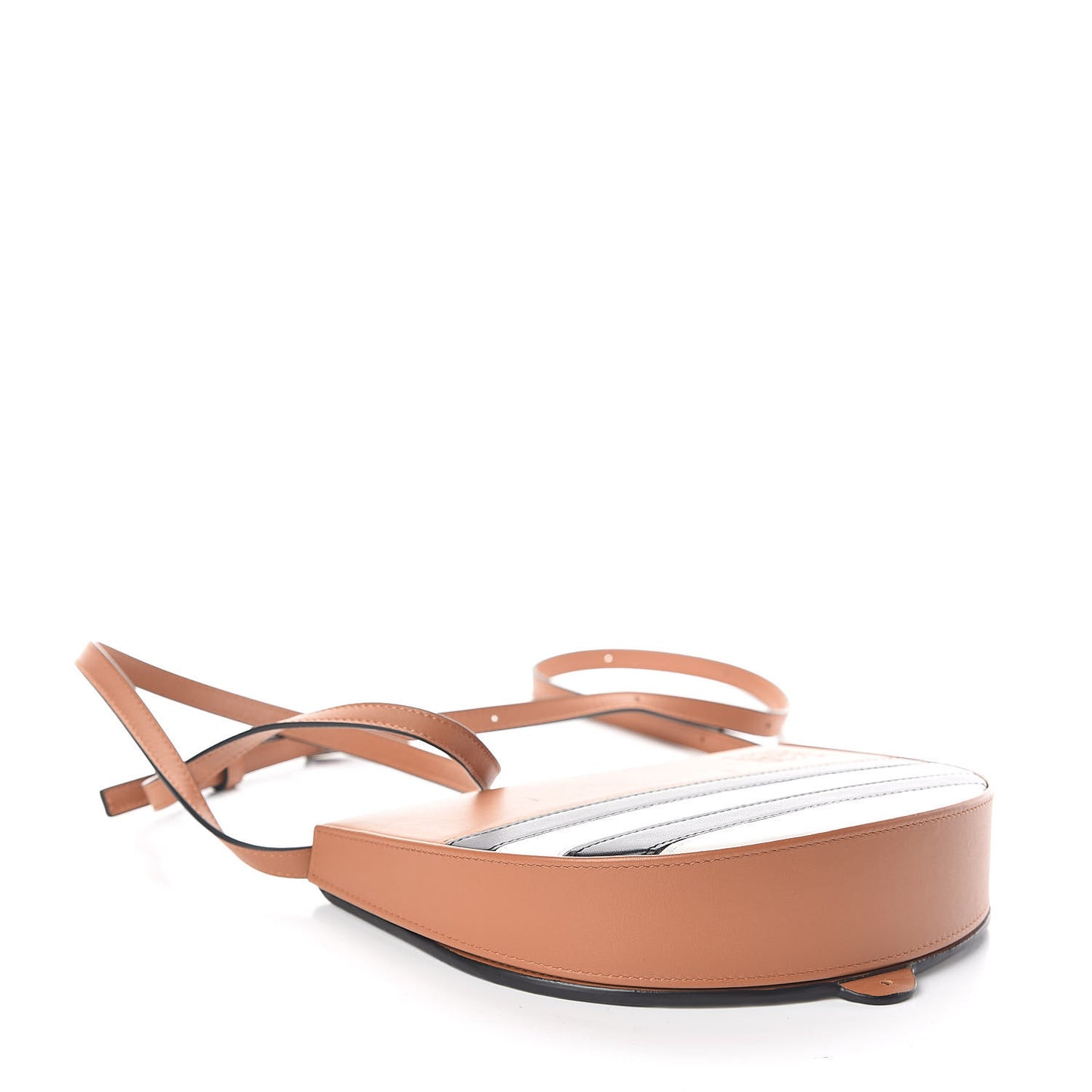 Calfskin Marine Stripe Mini Heel Shoulder Bag Tan