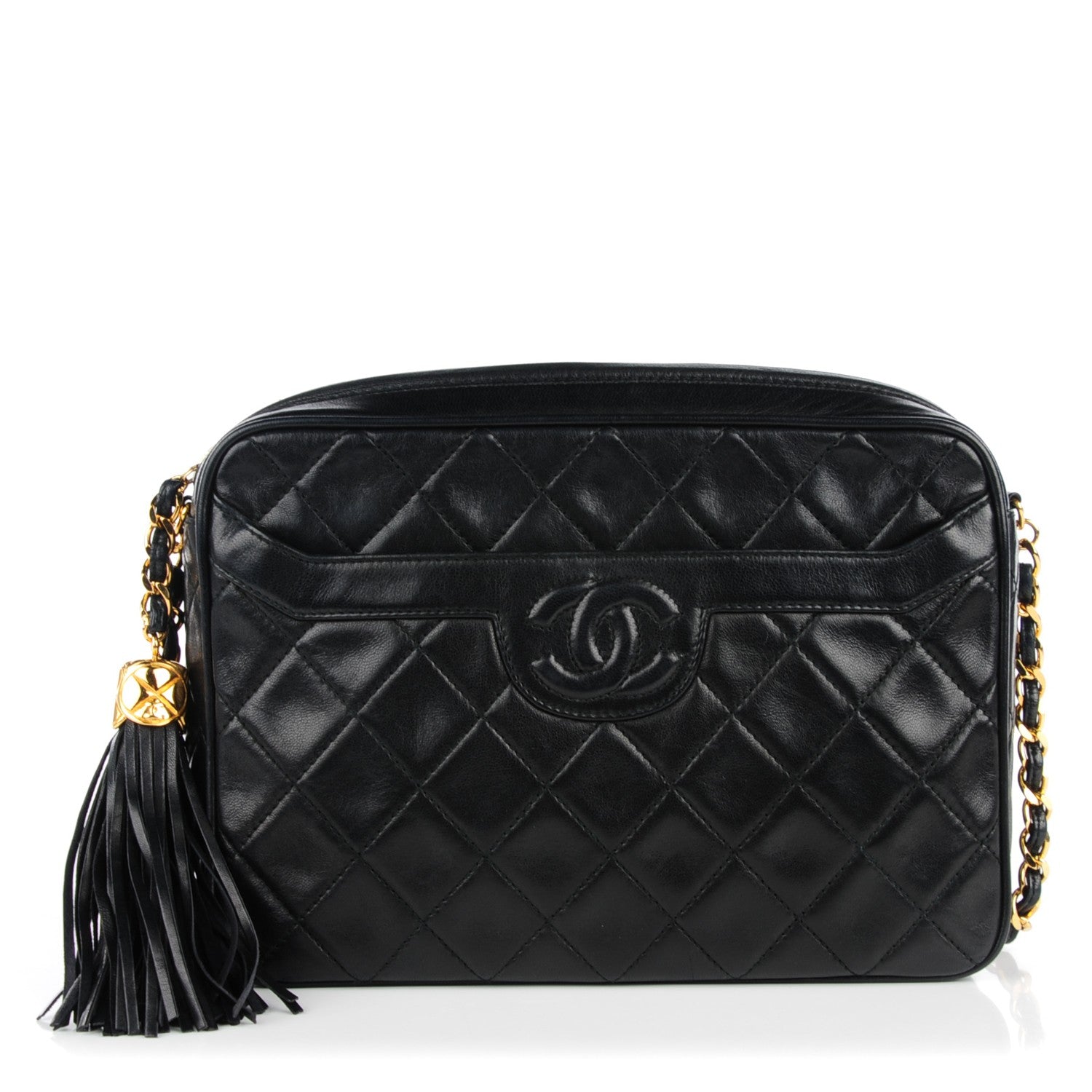 Chanel Lambskin Quilted Tassel Camera Case Black 1 of 8